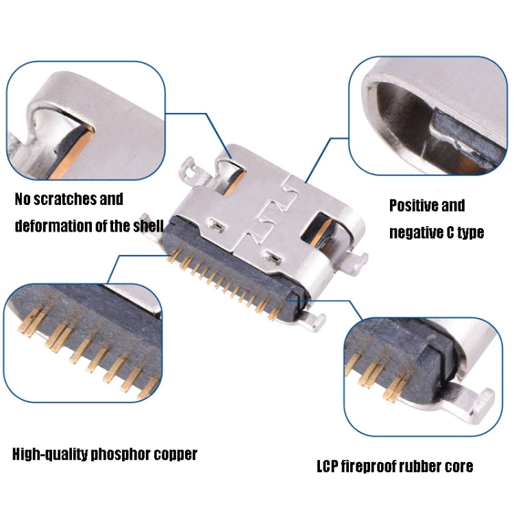 10 PCS Usb Type-C 16P Sinking Plate Female Plug, Specification: Sink Plate 1.6 - Plug Adaptor by buy2fix | Online Shopping UK | buy2fix