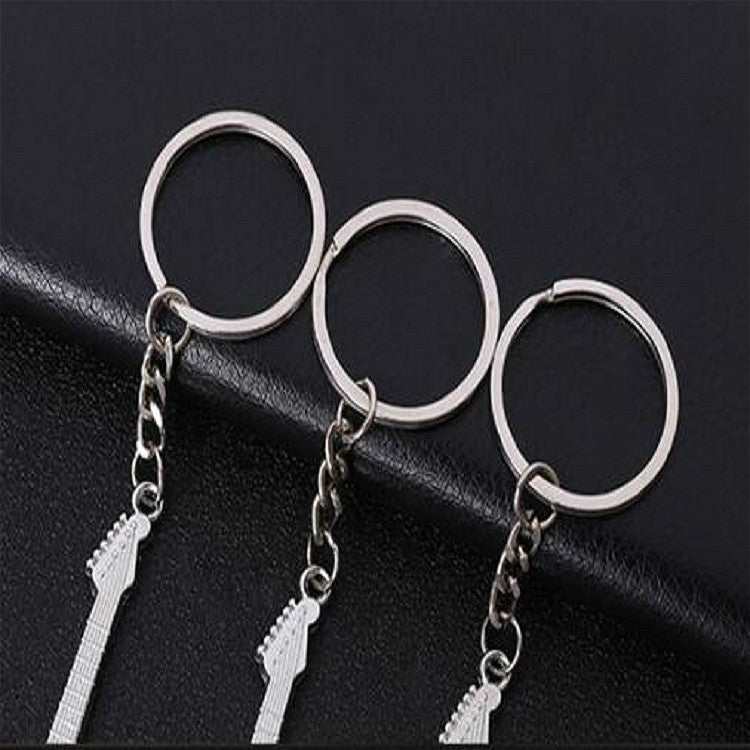 2 PCS Creative Guitar Keychain Metal Musical Instrument Pendant(White) - Key Rings by buy2fix | Online Shopping UK | buy2fix