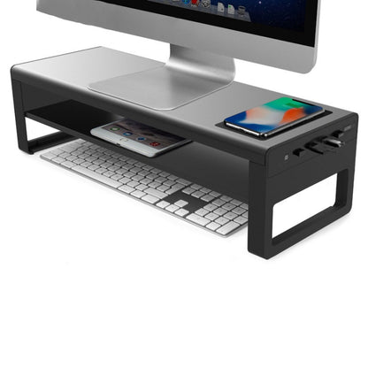Vaydeer Metal Display Increase Rack Multifunctional Usb Wireless Laptop Screen Stand, Style:L-Fast Charge Double Layer-Black(Fast Charger+3xUSB) - Computer & Networking by Vaydeer | Online Shopping UK | buy2fix