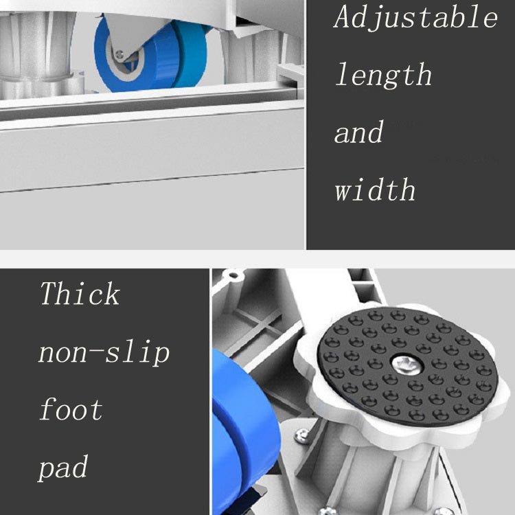 Double Tubes 4 Wheels + 8 Legs Adjustable Stainless Steel Refrigerator Bracket Washing Machine Base Bracket - Home & Garden by buy2fix | Online Shopping UK | buy2fix