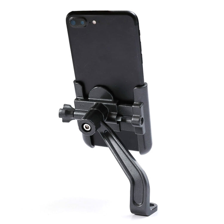 BENGGUO Bicycle Aluminum Alloy Mobile Phone Holder Electric Motorcycle Anti-Vibration Navigation Fixed Mobile Phone Holder Riding Equipment, Style:Rearview Mirror Installation(Titanium) - Holders by BENGGUO | Online Shopping UK | buy2fix