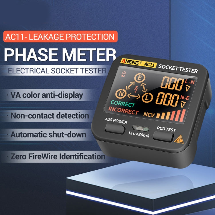 ANENG AC11 Multifunctional Digital Display Socket Tester Electrical Ground Wire Tester(UK Plug) - Consumer Electronics by ANENG | Online Shopping UK | buy2fix