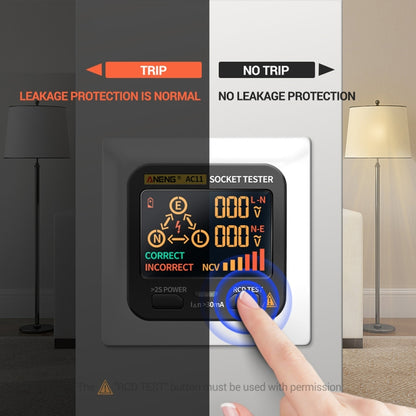 ANENG AC11 Multifunctional Digital Display Socket Tester Electrical Ground Wire Tester(EU Plug) - Consumer Electronics by ANENG | Online Shopping UK | buy2fix