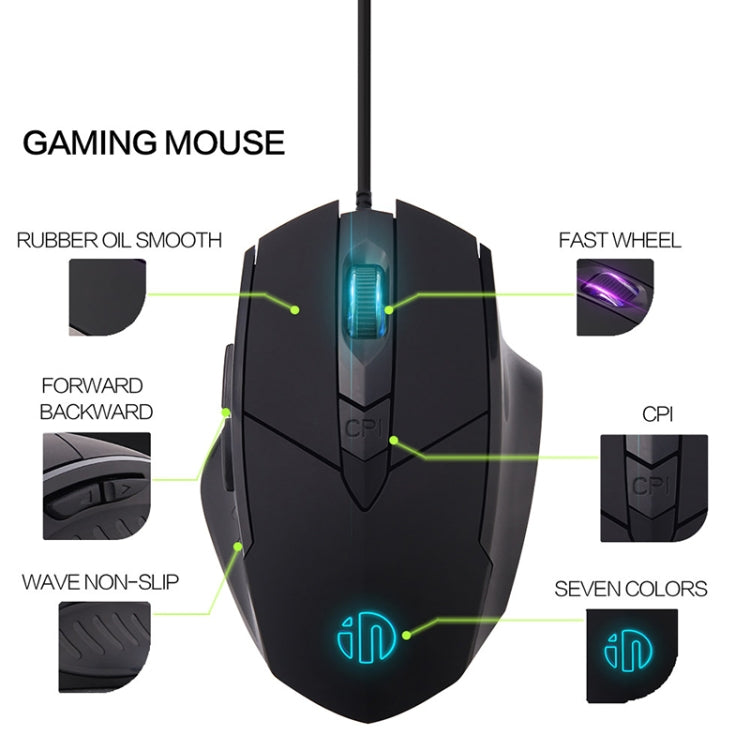 Inphic PW1 Game Mute Macro Definition Illuminated Wired Mouse, Cable Length: 1.5m(Titanium Gray Game Version) - Wired Mice by Inphic | Online Shopping UK | buy2fix