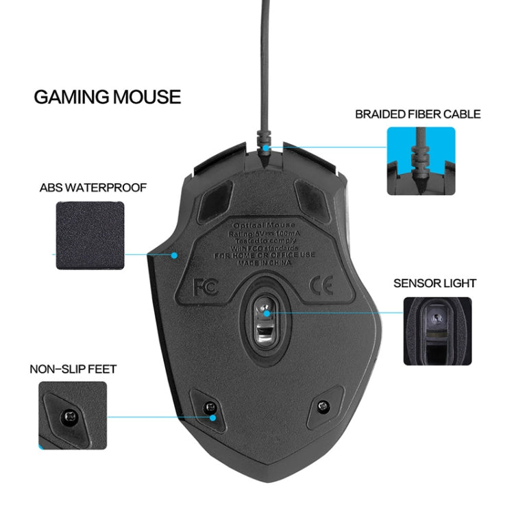 Inphic PW1 Game Mute Macro Definition Illuminated Wired Mouse, Cable Length: 1.5m(Titanium Gray Game Version) - Wired Mice by Inphic | Online Shopping UK | buy2fix