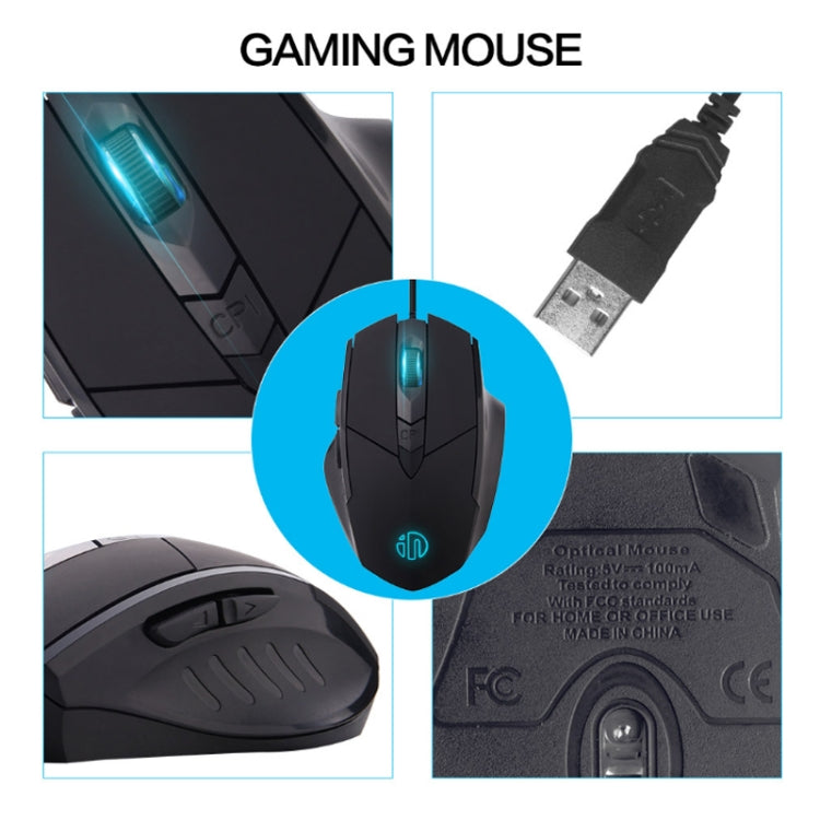 Inphic PW1 Game Mute Macro Definition Illuminated Wired Mouse, Cable Length: 1.5m(Titanium Gray Game Version) - Wired Mice by Inphic | Online Shopping UK | buy2fix