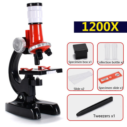 HD 1200 Times Microscope Toys Primary School Biological Science Experiment Equipment Children Educational Toys(Red) - Consumer Electronics by buy2fix | Online Shopping UK | buy2fix