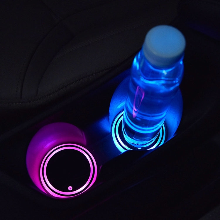 2 PCS Car LED Luminous Water Coaster Car Atmosphere Light USB Charging Non-Slip Coaster - Car Drink Holders by buy2fix | Online Shopping UK | buy2fix