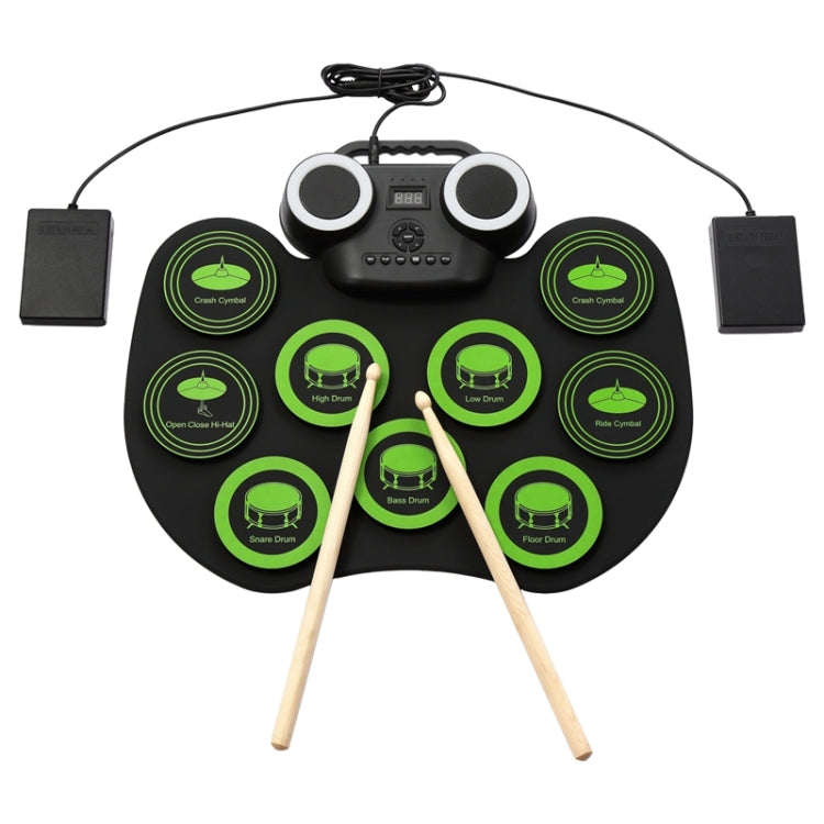 Portable Hand Roll Electronic Drum Flashing Light Bluetooth Drum(Icon Version + Black Green) - Percussion Instruments by buy2fix | Online Shopping UK | buy2fix