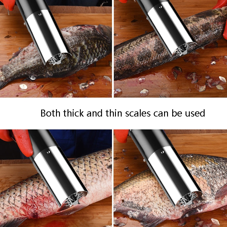 Electric Fish Scale Scraper Household Automatic Wireless Scraping Tool CN Plug Black Dual Battery+Cutter Head - Cutter & Peeler by buy2fix | Online Shopping UK | buy2fix