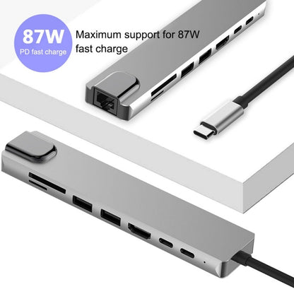 WC7367 8 in 1 87W Type-C to PD+USB3.0x2+SD+TF+HDMI+RJ45+Type-c Docking Station HUB - Computer & Networking by buy2fix | Online Shopping UK | buy2fix