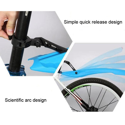 Bicycle Fender With LED Taillights Mountain Bike Fender Quick Release 26 Inch Riding Accessories(Blue) - Outdoor & Sports by buy2fix | Online Shopping UK | buy2fix