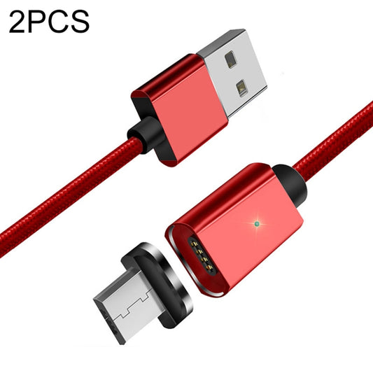 2 PCS ESSAGER Smartphone Fast Charging and Data Transmission Magnetic Cable with Micro USB Magnetic Head, Cable Length: 1m(Red) - Mobile Accessories by buy2fix | Online Shopping UK | buy2fix