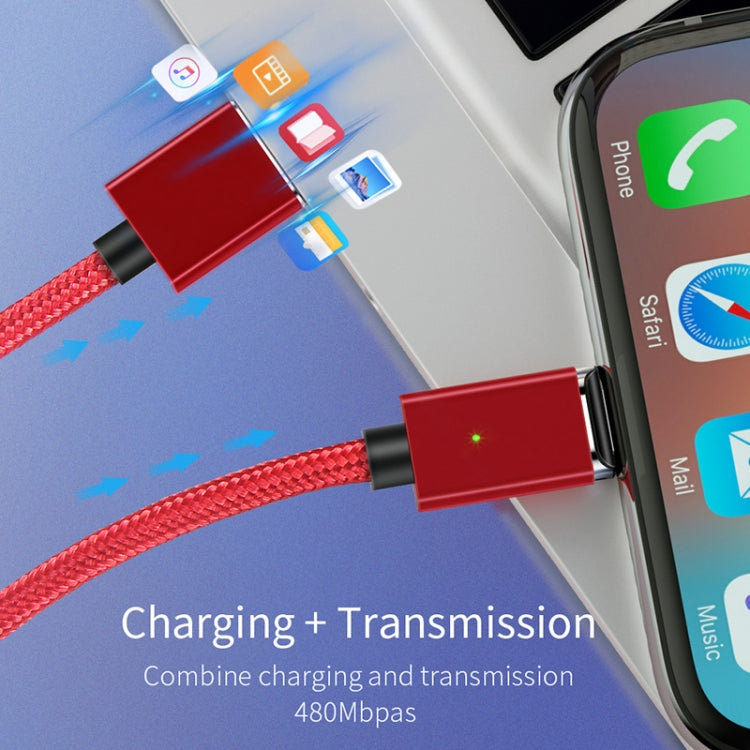 2 PCS ESSAGER Smartphone Fast Charging and Data Transmission Magnetic Cable with USB-C / Type-C Magnetic Head, Cable Length: 2m (Red) - Mobile Accessories by buy2fix | Online Shopping UK | buy2fix