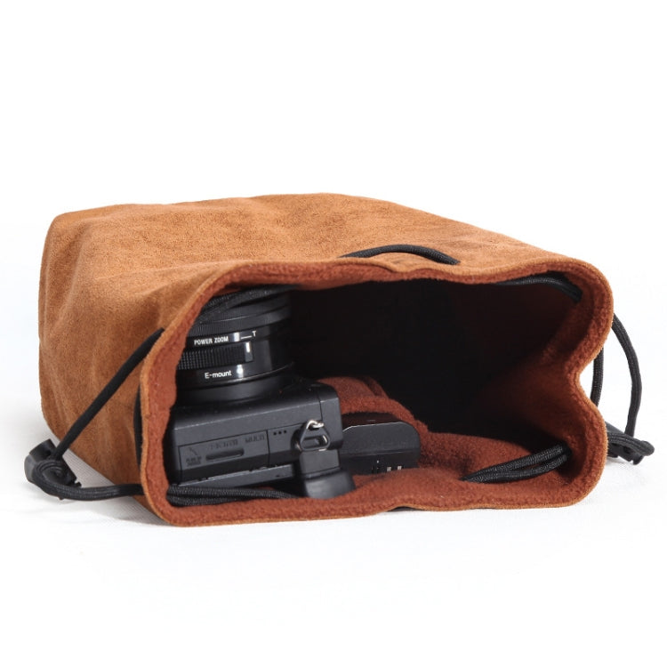 S.C.COTTON Liner Shockproof Digital Protection Portable SLR Lens Bag Micro Single Camera Bag Round Brown S - Camera Accessories by S.C.COTTON | Online Shopping UK | buy2fix