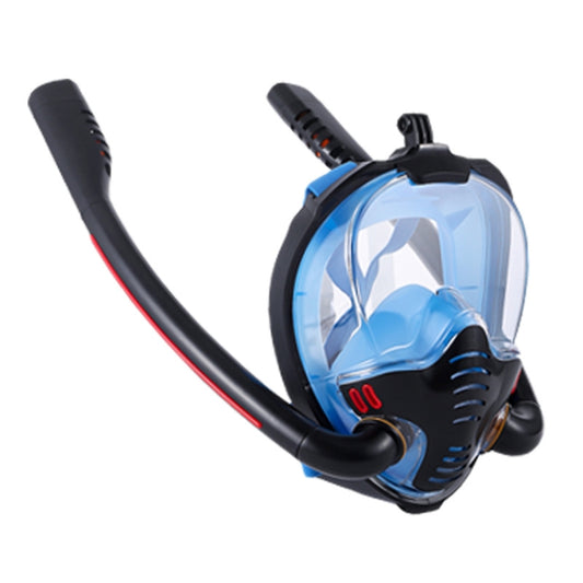 Snorkeling Mask Double Tube Silicone Full Dry Diving Mask Adult Swimming Mask Diving Goggles, Size: S/M(Black/Blue) - DJI & GoPro Accessories by buy2fix | Online Shopping UK | buy2fix