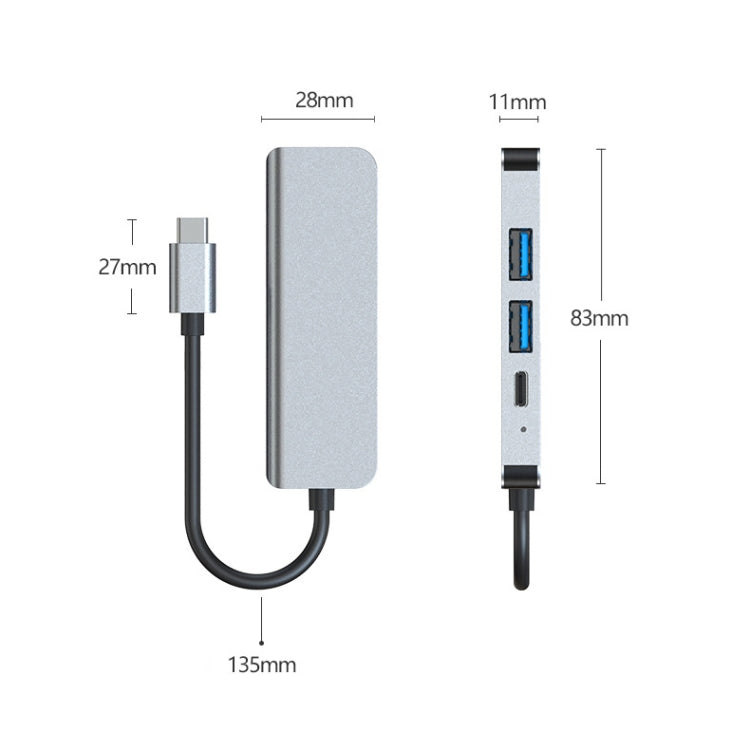 4 In 1 USB-C / Type-C To 4K HDMI + USB 3.0 + USB 2.0 + PD USB-C / Type-C Charging Ports Multifunctional HUB Docking Station - Computer & Networking by buy2fix | Online Shopping UK | buy2fix