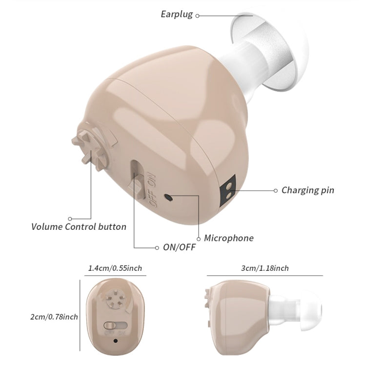 Z-12 Rechargeable In-Ear Sound Amplifier Hearing Aid with USB Cradle Charger - Hearing Aids by buy2fix | Online Shopping UK | buy2fix