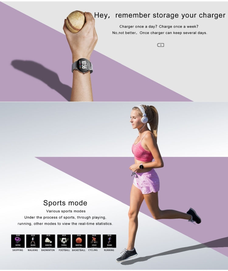 V11 Smartwatch Real-time Heart Rate Blood Pressure Monitor Multi-sport mode Breathing Light Smart Watch for Android IOS Phone(Pink Silicone) - Smart Wear by buy2fix | Online Shopping UK | buy2fix