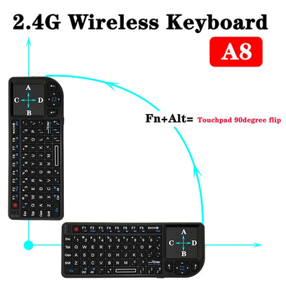 A8 Mini Wireless Mouse And Keyboard With Laser Touchpad Keyboard, Colour: English White Backlight - Laser Keyboard by buy2fix | Online Shopping UK | buy2fix