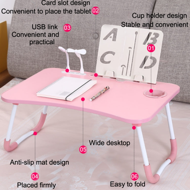 USB Folding Computer Desk With Fan & Lamp, Size: 60x40x28cm(White Maple) - Computer & Networking by buy2fix | Online Shopping UK | buy2fix