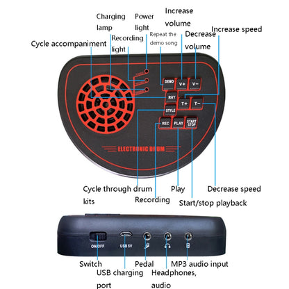 Hand Roll Electronical Drum Desktop Charging Audio Speaker DTX Game Folding Strike Board(WG820 Time And Space Type) - Percussion Instruments by buy2fix | Online Shopping UK | buy2fix