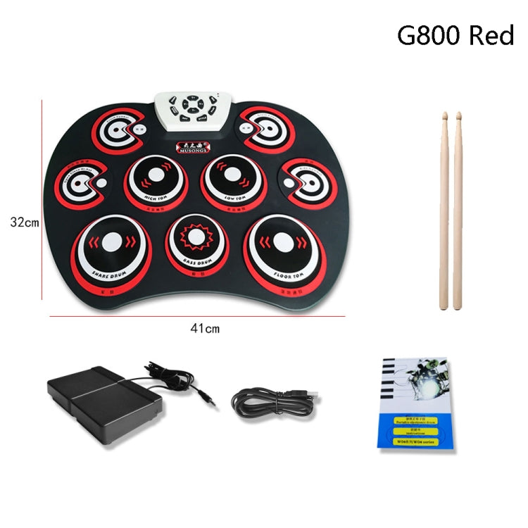 Silicone Folding Portable Hand-Rolled Drum DTX Game Strike Board(G800 Red) - Percussion Instruments by buy2fix | Online Shopping UK | buy2fix