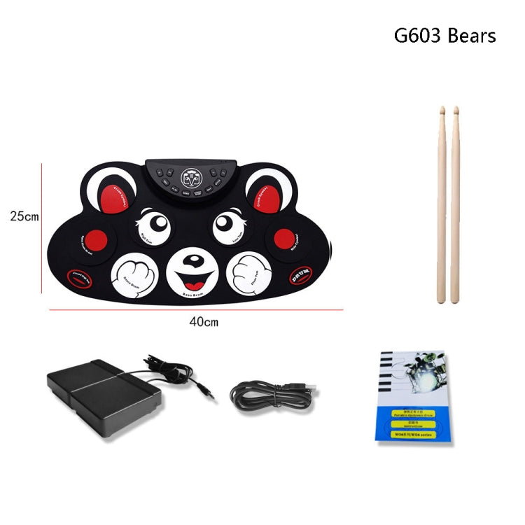 Children Hand Roll Electronic Drum DTX Game Portable Drum(G603 Bears) - Percussion Instruments by buy2fix | Online Shopping UK | buy2fix