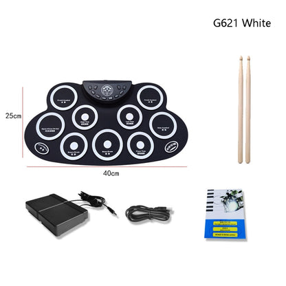 Children Hand Roll Electronic Drum DTX Game Portable Drum(G621 White) - Percussion Instruments by buy2fix | Online Shopping UK | buy2fix