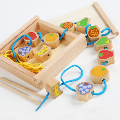 Monki Children Wooden Fruits Beads Building Blocks Wearing Rope Game Puzzle Toys - Early Education Toys by buy2fix | Online Shopping UK | buy2fix