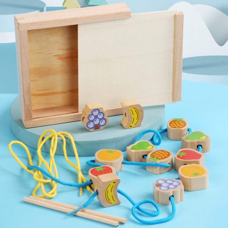 Monki Children Wooden Fruits Beads Building Blocks Wearing Rope Game Puzzle Toys - Early Education Toys by buy2fix | Online Shopping UK | buy2fix