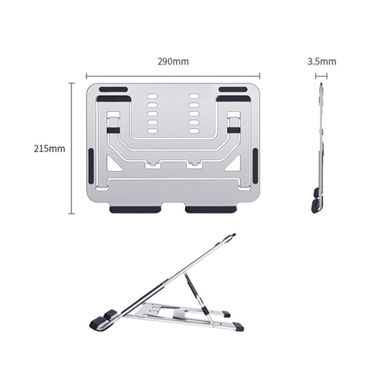 LH-T610 Aluminum Alloy Laptop Bracket Folding Lifting Desktop Cooling Bracket(Elegant Silver) - Computer & Networking by buy2fix | Online Shopping UK | buy2fix