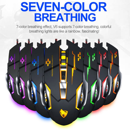 T-WOLF V6 USB Interface 6-Buttons 3200 DPI Wired Mouse Gaming Mechanical Macro Programming 7-Color Luminous Gaming Mouse, Cable Length: 1.5m(Macro Definition Silent Version Star Color) - Wired Mice by T-WOLF | Online Shopping UK | buy2fix
