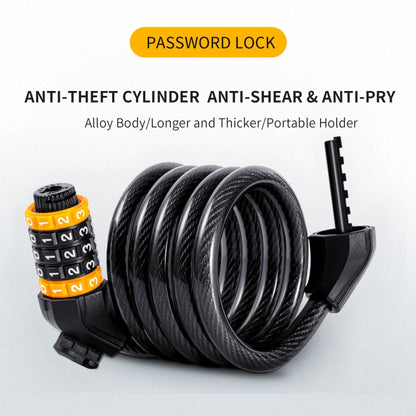 WEST BIKING YP0705061-0705062 Bicycle Password Lock Mountain Bicycle Strip Wire Anti-Theft Lock, Specification: 1.2M Four-digit - Bicycle Locks & Bicycle Pumps by WEST BIKING | Online Shopping UK | buy2fix