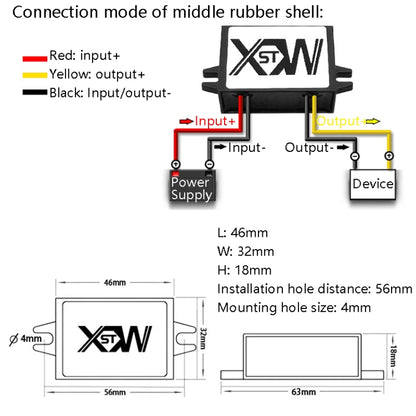 XWST DC 12/24V To 5V Converter Step-Down Vehicle Power Module, Specification: 12/24V To 5V 2A Medium Rubber Shell -  by buy2fix | Online Shopping UK | buy2fix