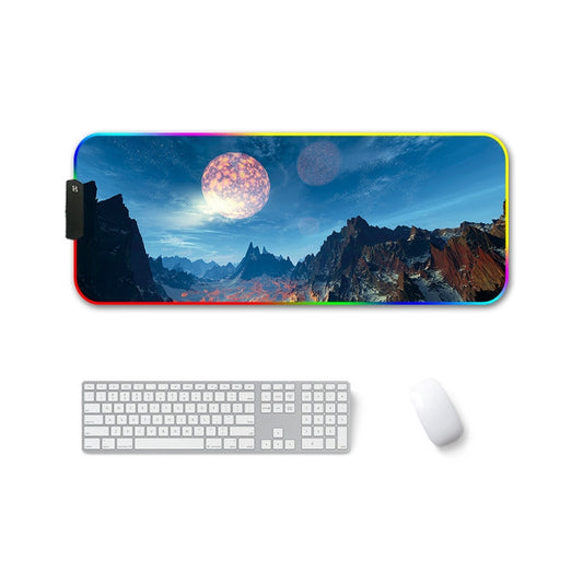 250x350x4mm F-01 Rubber Thermal Transfer RGB Luminous Non-Slip Mouse Pad(Snow Peak) - Mouse Pads by buy2fix | Online Shopping UK | buy2fix