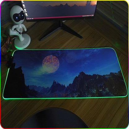 260x390x4mm F-01 Rubber Thermal Transfer RGB Luminous Non-Slip Mouse Pad(Brontosaurus) - Mouse Pads by buy2fix | Online Shopping UK | buy2fix