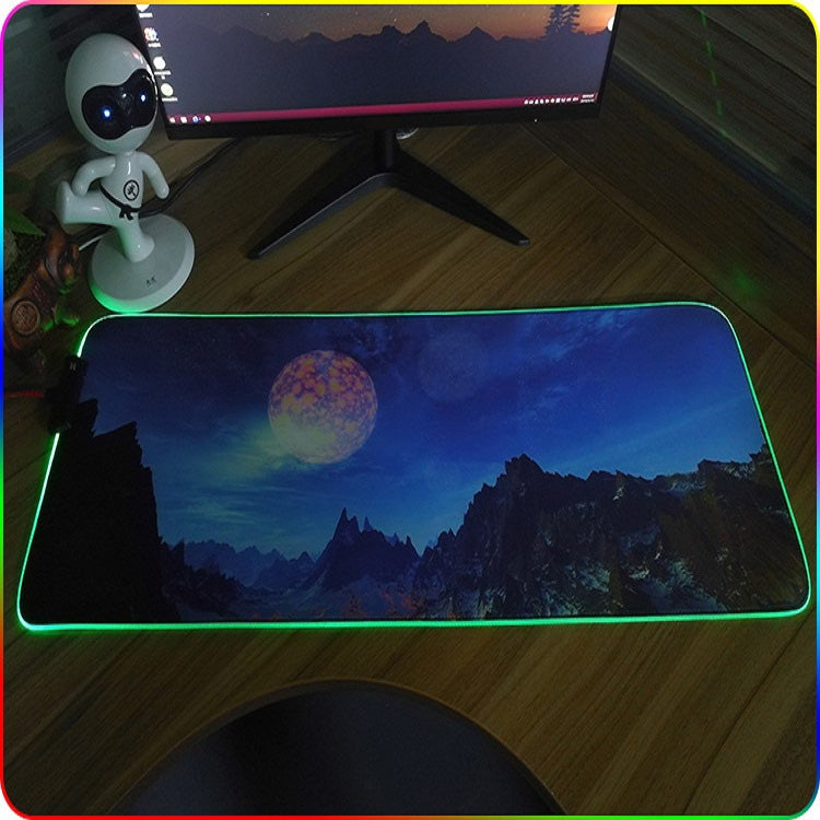 300x350x4mm F-01 Rubber Thermal Transfer RGB Luminous Non-Slip Mouse Pad(Glasses Cat) - Mouse Pads by buy2fix | Online Shopping UK | buy2fix