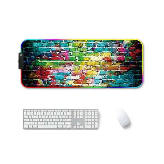 400x900x4mm F-01 Rubber Thermal Transfer RGB Luminous Non-Slip Mouse Pad(Colorful Brick) - Mouse Pads by buy2fix | Online Shopping UK | buy2fix