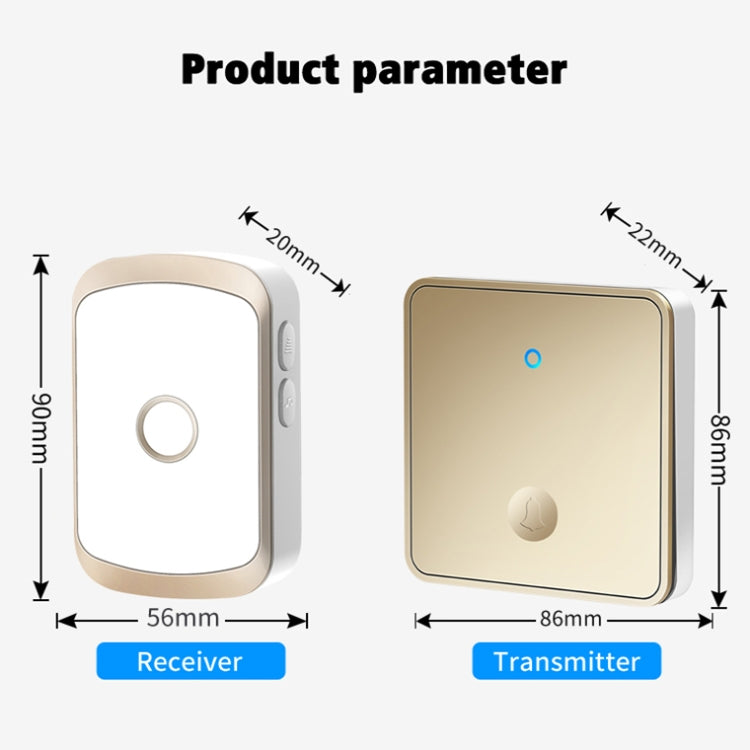 CACAZI FA50 1 For 1 Push-button Self-generating Wireless Doorbell, Plug:US Plug(Gold) - Wireless Doorbell by CACAZI | Online Shopping UK | buy2fix