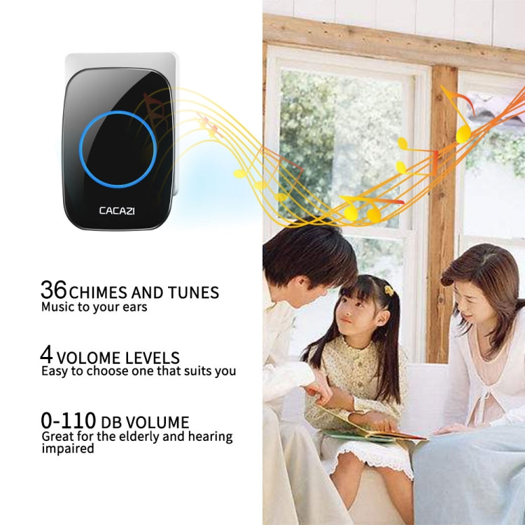 CACAZI H10 1 For 2 Home Wireless Music Doorbell without Battery, Plug:EU Plug(Black) - Wireless Doorbell by CACAZI | Online Shopping UK | buy2fix