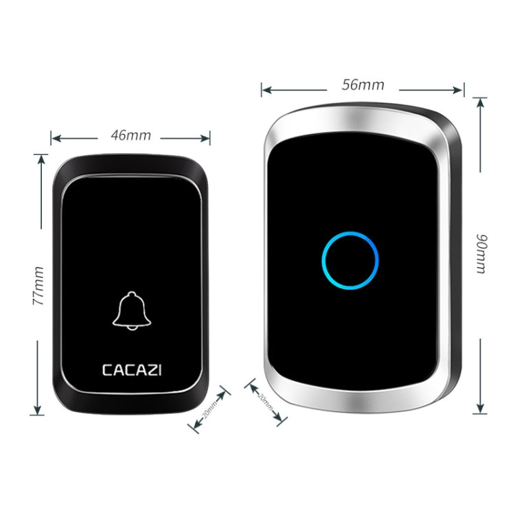 CACAZI A50 1 For 1 Wireless Music Doorbell without Battery, Plug:US Plug(Black) - Security by CACAZI | Online Shopping UK | buy2fix