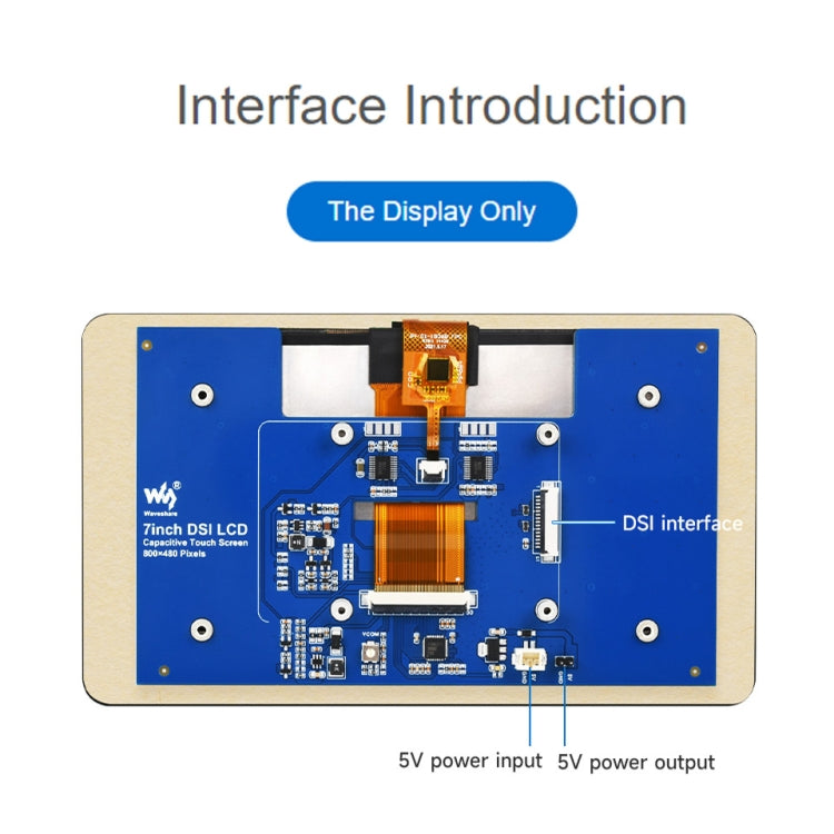 Waveshare 7 inch 800×480 IPS Capacitive Touch Display, DSI Interface, 5-Point Touch without Case - LCD & LED Display Module by Waveshare | Online Shopping UK | buy2fix