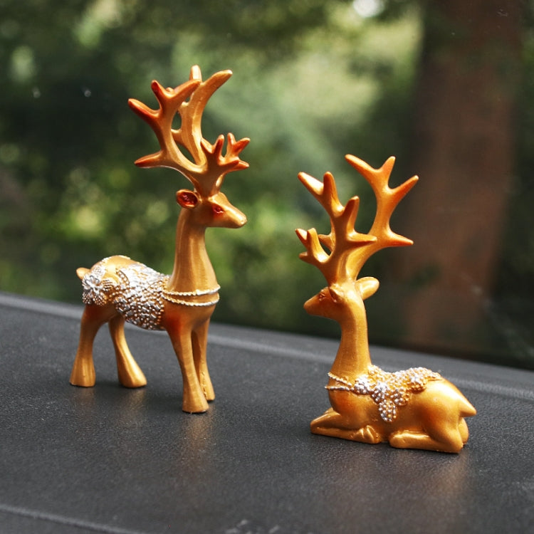 2 Pairs R-8820 Car Ornaments Car Home Safe Deer Decorations(Golden) - In Car by buy2fix | Online Shopping UK | buy2fix