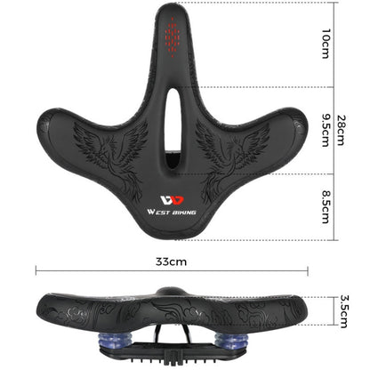 WEST BIKING YP1602797 Bicycle Hollow Seat Night Riding With Warning Tail Light Seat(Phoenix) - Bicycle Saddle by WEST BIKING | Online Shopping UK | buy2fix