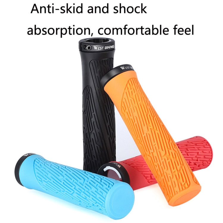 1 Pair WEST BIKING YP0804061 Bicycle Anti-Slip Shock Absorber Grip Mountain Bike Rubber Handlebar Cover(Orange) - Outdoor & Sports by WEST BIKING | Online Shopping UK | buy2fix