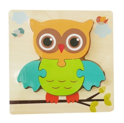 3 PCS Early Childhood Education Wooden Three-Dimensional Jigsaw Puzzle Toy(Y-Owl) - Puzzle Toys by buy2fix | Online Shopping UK | buy2fix