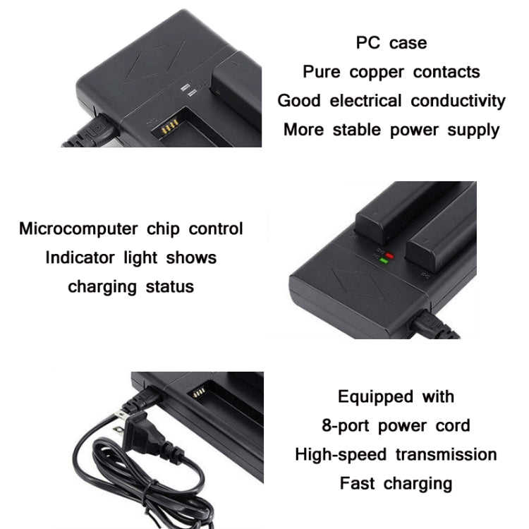 Jinnet 2 PCS Smart Dual Charge Handheld Gimbal Camera Battery Charger For DJI/Osmo(EU Plug) - Battery Wall Charger by Jinnet | Online Shopping UK | buy2fix