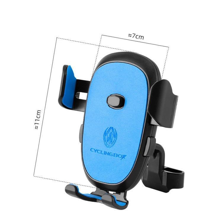 2 PCS CYCLINGBOX BG-2930 Bicycle Mobile Phone Frame Plastic One-Click Lock Mobile Phone Bracket, Style: Rearview Mirror Installation (Blue） - Outdoor & Sports by CYCLINGBOX | Online Shopping UK | buy2fix