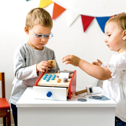 Children Wooden Simulation Cash Register Supermarket Credit Card Machine Pretend Play Toy(White) - Pretend Play Toys by buy2fix | Online Shopping UK | buy2fix